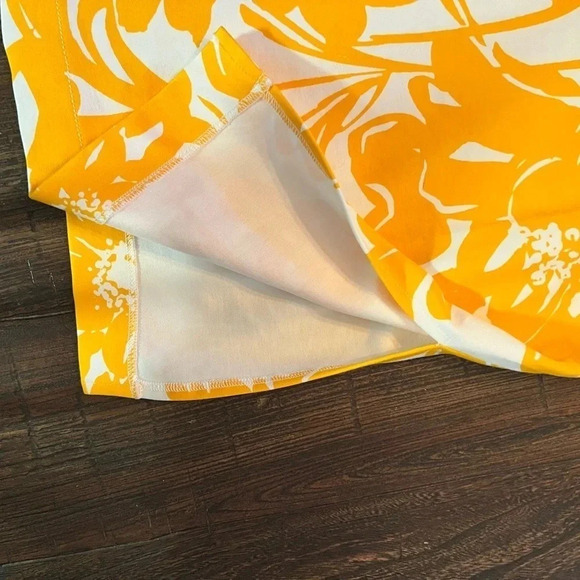 Trina Turk Zile Ruffle Floral Sheath Midi Dress Size 6 Yellow White Print Resort - Picture 10 of 11